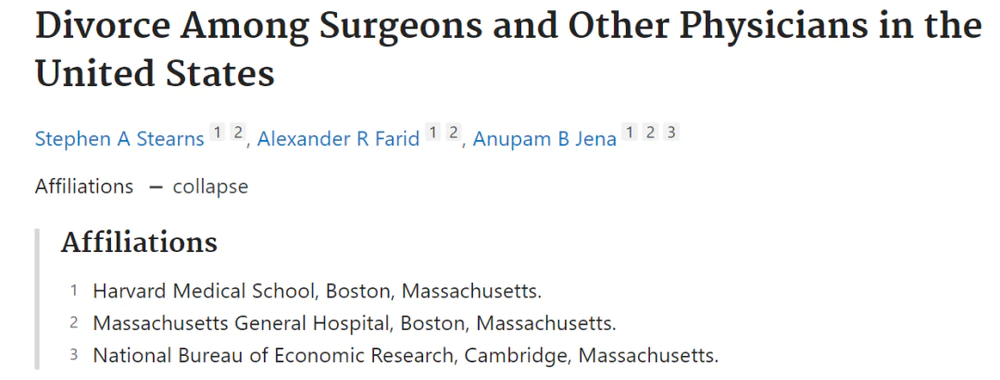 外科医生离婚率更高？顶刊发文回应